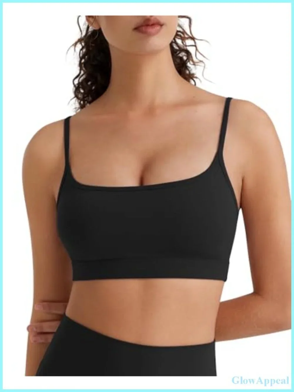 Non Padded Adjustable Spaghetti Strap Sports Bra Wireless Scoop Neck Tank Top